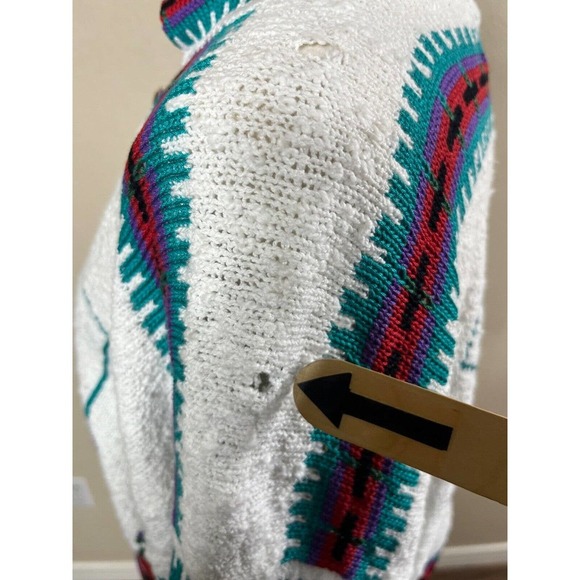 Vintage Felizzi Cardigan Sweater Size M Hand Loomed Southwest Aztec Buttons - Picture 9 of 16